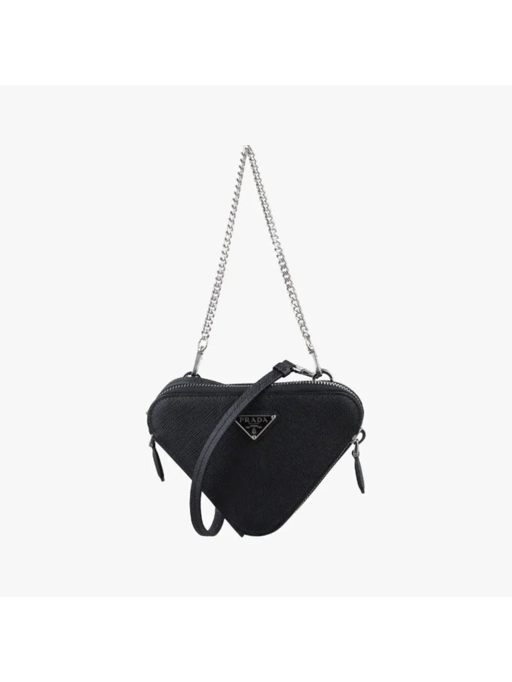 Prada Triangle Logo Black Saffiano Leather 62 Shoulder